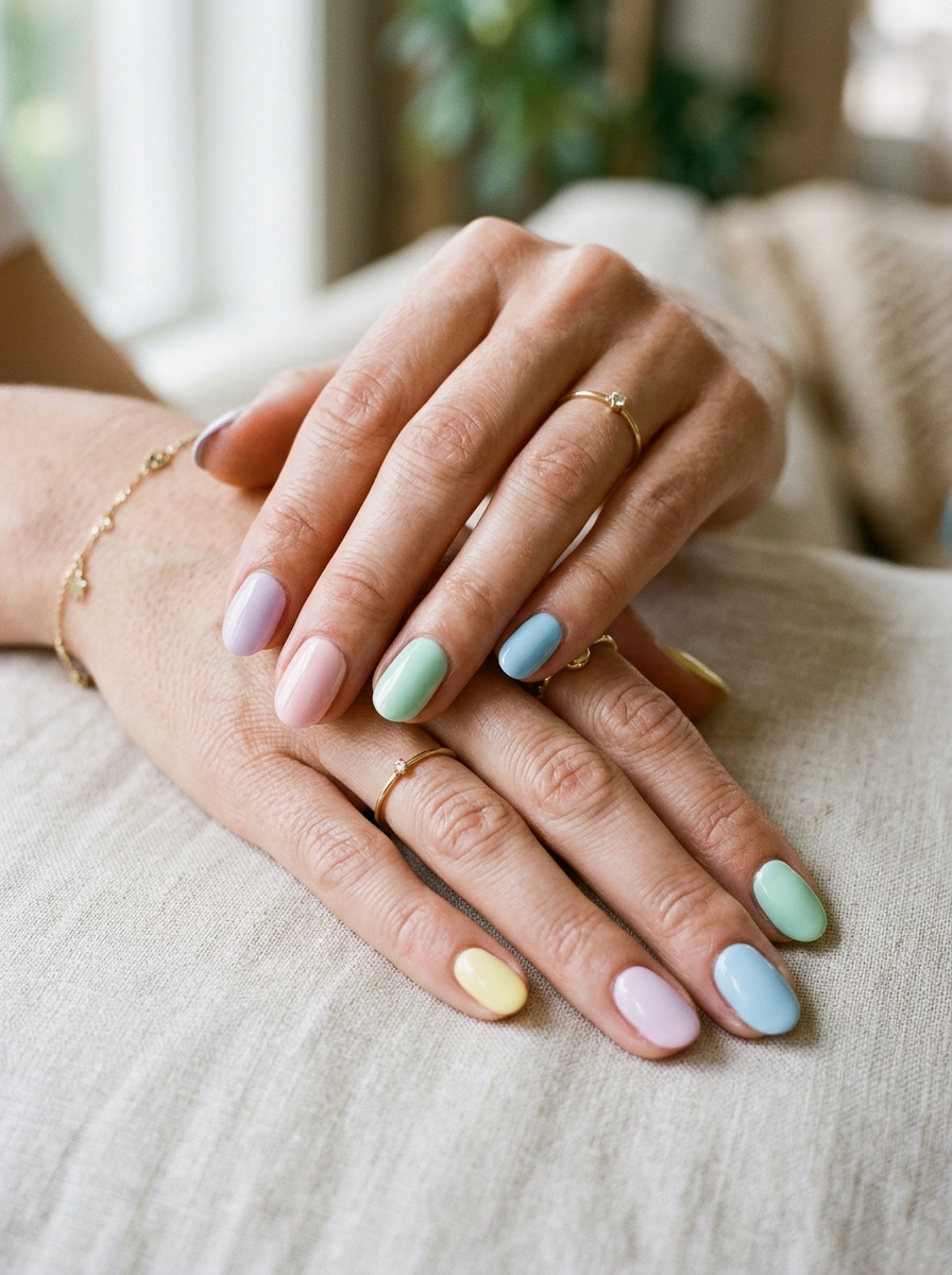Shellac Nägel mit feiner Goldlinie